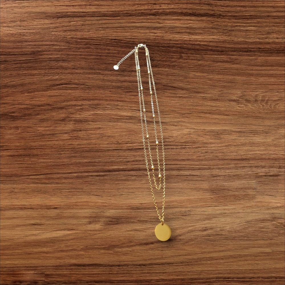Elegant Gold Pendant Necklace Stamped S Steel 18"